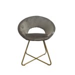 Poltroncina Etere in velluto grigio con gambe in metallo dorato set 2 pezzi - immagine 3