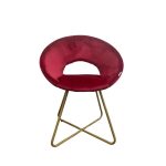 Poltroncina Etere in velluto rosso con gambe in metallo dorato set 2 pezzi - immagine 2