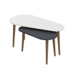 Doppio tavolino Pear bianco e antracite con gambe in legno - immagine 2