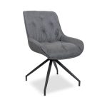 Sedia da pranzo Agora colore grigio con schienale in ecopelle grigio scuro e gambe nere con base fissa set 2 pezzi - immagine 2