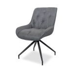 Sedia da pranzo Agora colore grigio con schienale in ecopelle grigio scuro e gambe nere con base fissa set 2 pezzi - immagine 3
