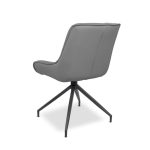Sedia da pranzo Agora colore grigio con schienale in ecopelle grigio scuro e gambe nere con base fissa set 2 pezzi - immagine 5