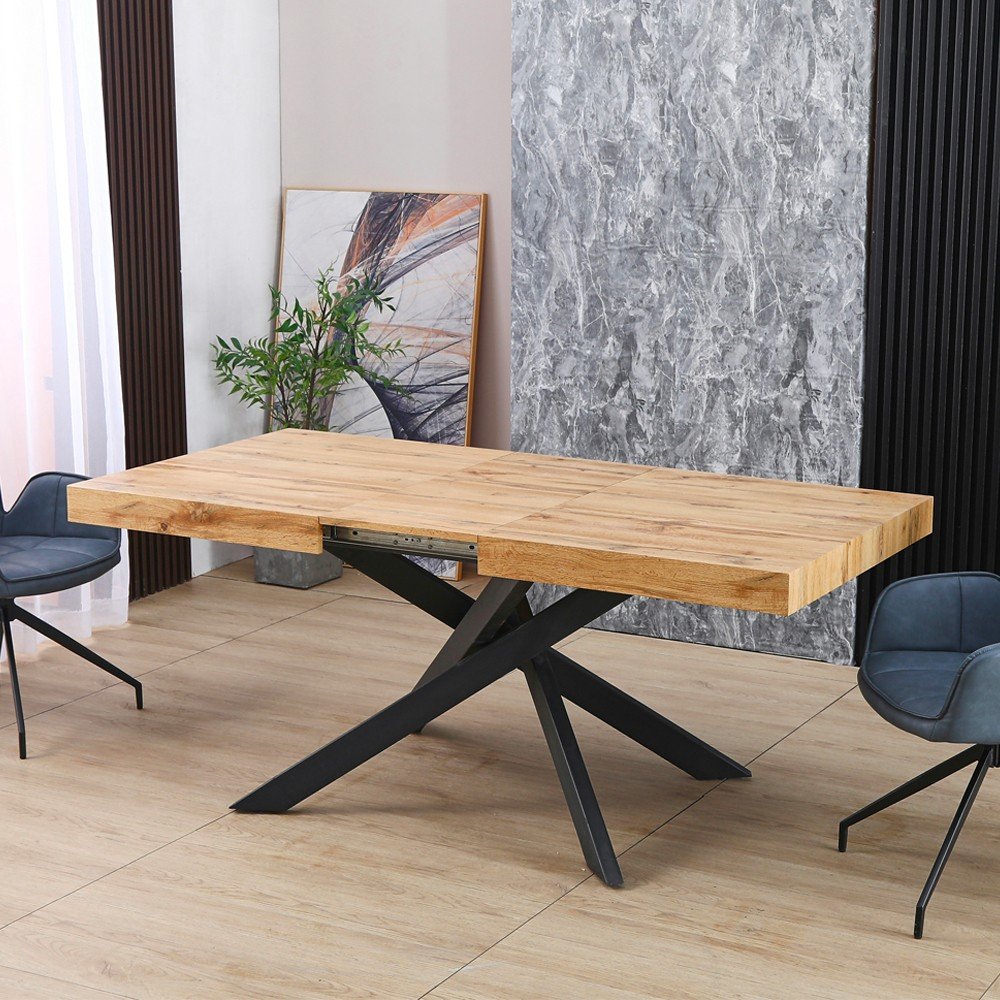 55481.jpg Tavolo Belinda allungabile piano colore rovere e struttura colore nero - immagine 1