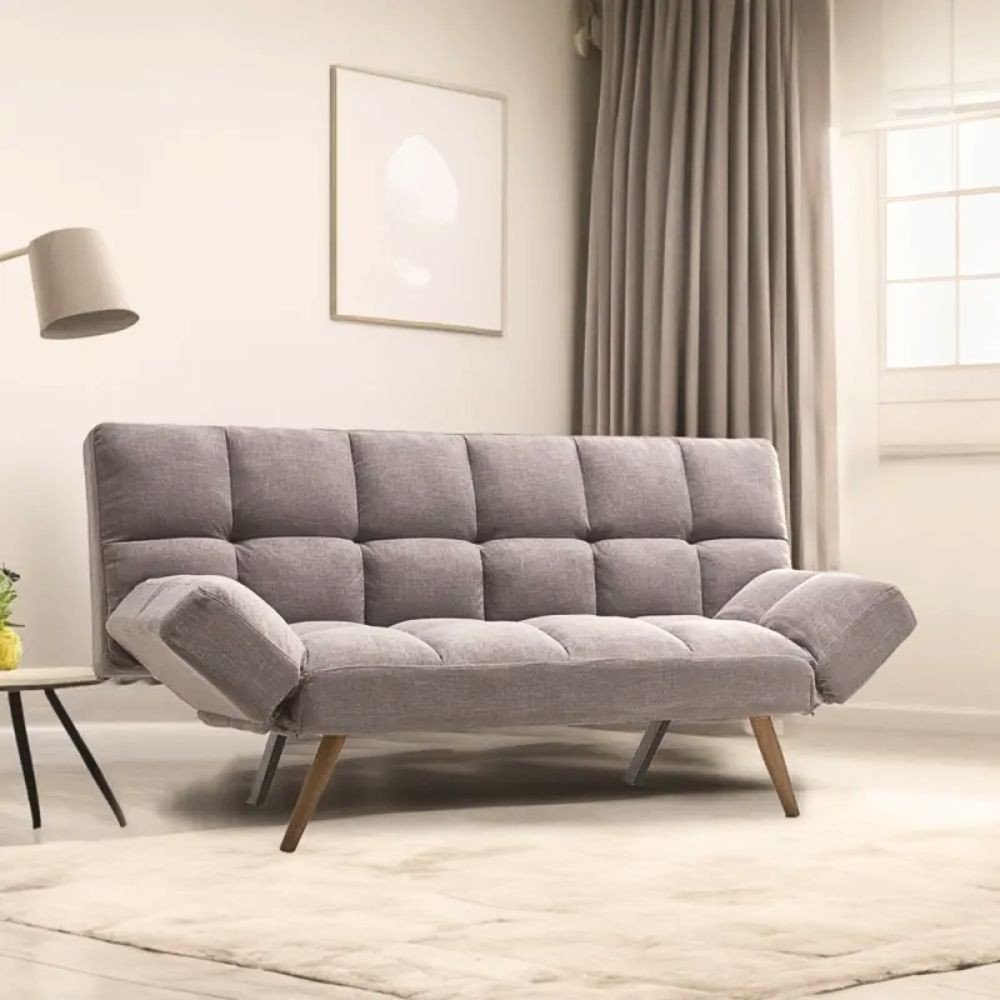 55845.jpg Divano letto Dube con braccioli pieghevoli in tessuto grigio - immagine 1