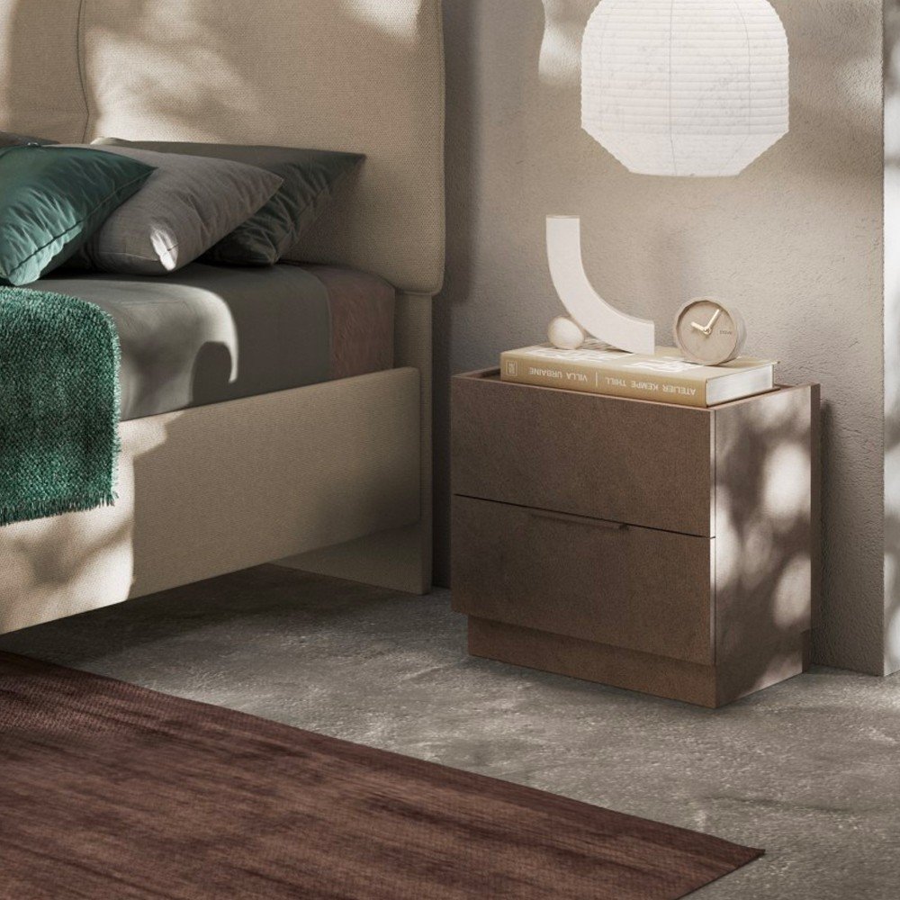 55941.jpg Comodino Mustella 2 cassetti colore bronzo - immagine 1