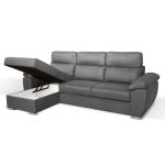Divano Como II con penisola contenitore in tessuto giulia9713 grigio - immagine 6