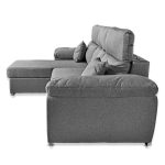 Divano Como II con penisola contenitore in tessuto giulia9713 grigio - immagine 7