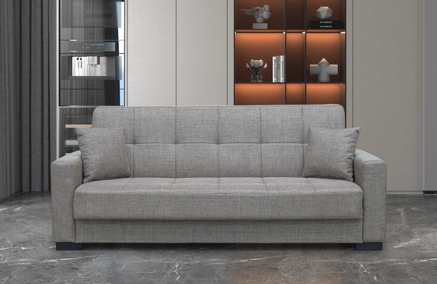 56317.jpg Divano letto contenitore New Malpensa 3 posti colore cappuccino Mina 04 - immagine 1
