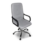 Poltrona da ufficio CR106H in tessuto grigio e base cromata - immagine 4