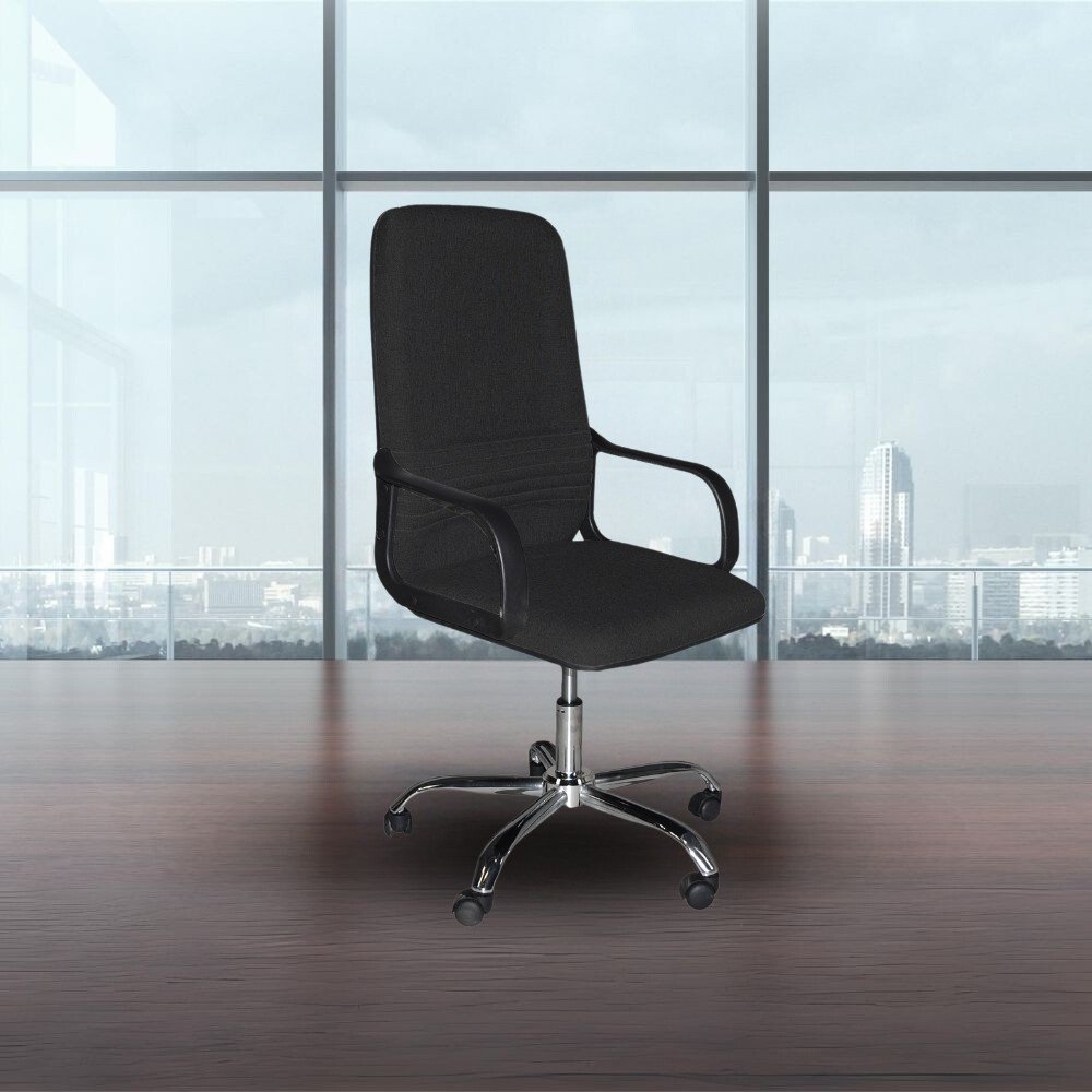 56383.jpg Poltrona da ufficio CR106H in tessuto nero e base cromata - immagine 1