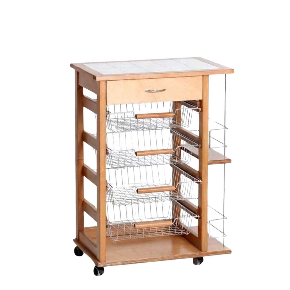 56435.jpg Carrello Vesuvio con cassetto e portabottiglie rovere - immagine 1