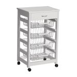 Carrello Vesuvio con cassetto senza base con piano in legno bianco