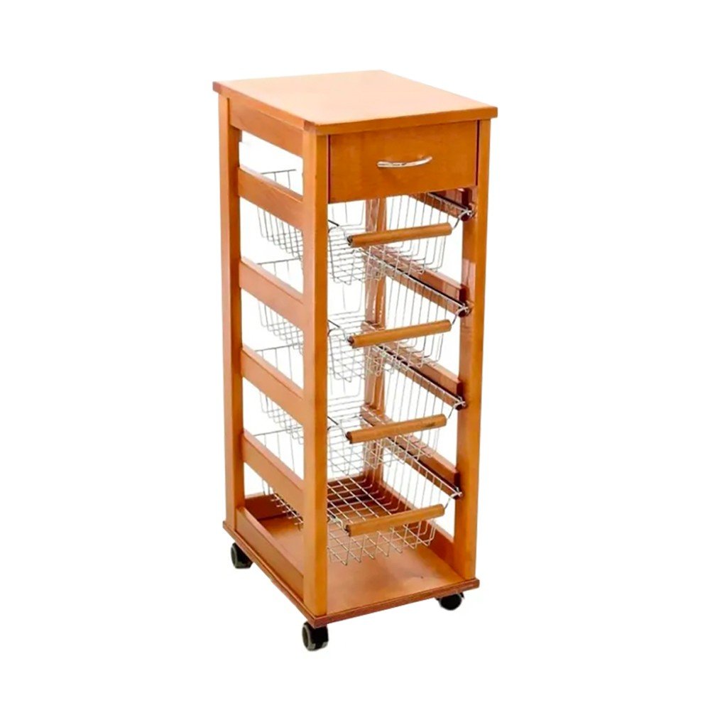 56444.jpg Carrello Vesuvio salvaspazio con piano in legno rovere - immagine 1