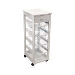 Carrello Vesuvio salvaspazio con piano in legno bianco