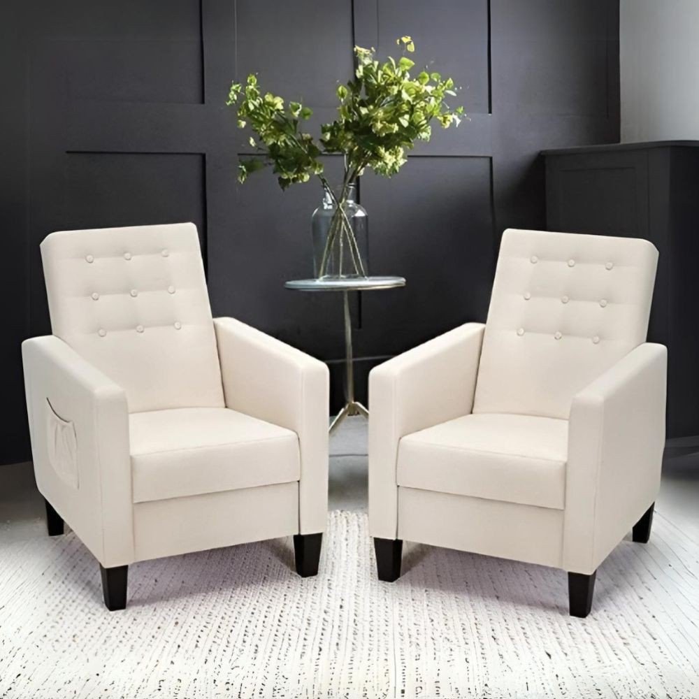 56596.jpg Poltrona Malea recliner 4 punti massaggianti in tessuto beige - immagine 1