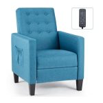 Poltrona Malea recliner 4 punti massaggianti in tessuto blu - immagine 3