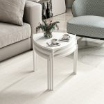 Tris tavolini da salotto Lenny struttura e piano bianco - immagine 3