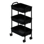 Carrello service multiuso Tier 3 ripiani con rotelle in metallo nero - immagine 2
