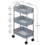 Carrello service multiuso Tier 3 ripiani con rotelle in metallo nero - immagine 3