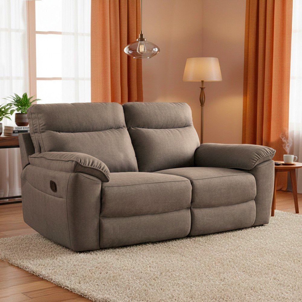 57020.jpg Divano recliner Boston 3 posti manuale in tessuto barrel 21 tortora - immagine 1