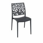 Sedia Tree in polipropilene rinforzata con fibra di vetro colore grigio metal certificate CATAS Made in Italy set 4 pezzi