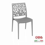 Sedia Tree in polipropilene rinforzata con fibra di vetro colore grigio metal certificate CATAS Made in Italy set 4 pezzi - immagine 3