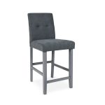 Sgabello Alex in legno colore grigio con seduta in tessuto grigio - immagine 3