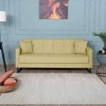 Divano letto contenitore Legen 3 posti in vellutino senape 02-450 - immagine 2