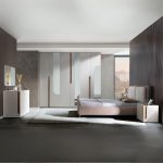 Camera da letto Loana con letto imbottito contenitore e armadio 6 ante con specchi colore cashmere biscotto - immagine 2