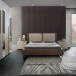 Camera da letto Loana con letto imbottito contenitore e armadio 6 ante con specchi colore cashmere biscotto - immagine 3