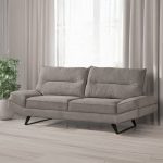 Divano contenitore Lena 3 posti con schienali basculanti in tessuto microfibra Caddy 620 tortora