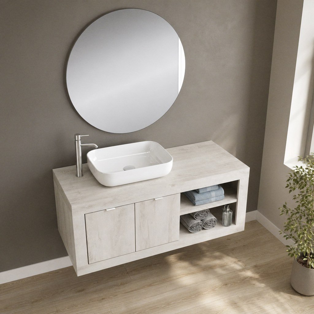 58736.jpg Mobile bagno sospeso Basic110 colore pino bianco - immagine 1