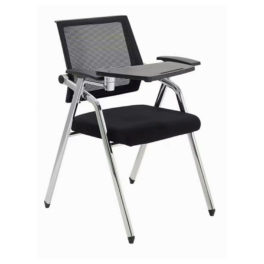 58950.jpg Sedia ufficio Loreto con tavolino ribaltabile, gambe in acciaio cromato e schienale in rete colore nero - immagine 1