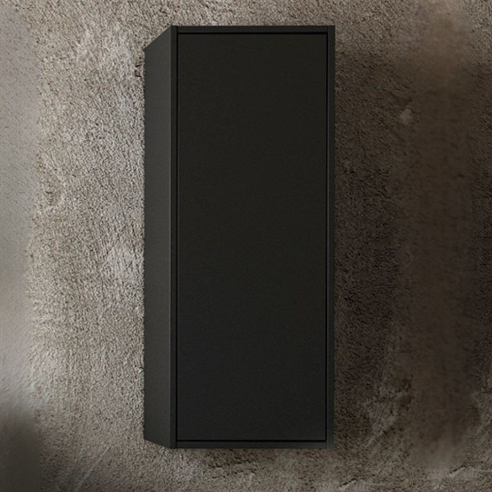 59095.jpg Pensile bagno Push 35x30.5x80 1 anta con 2 ripiani interni colore nero opaco - immagine 1