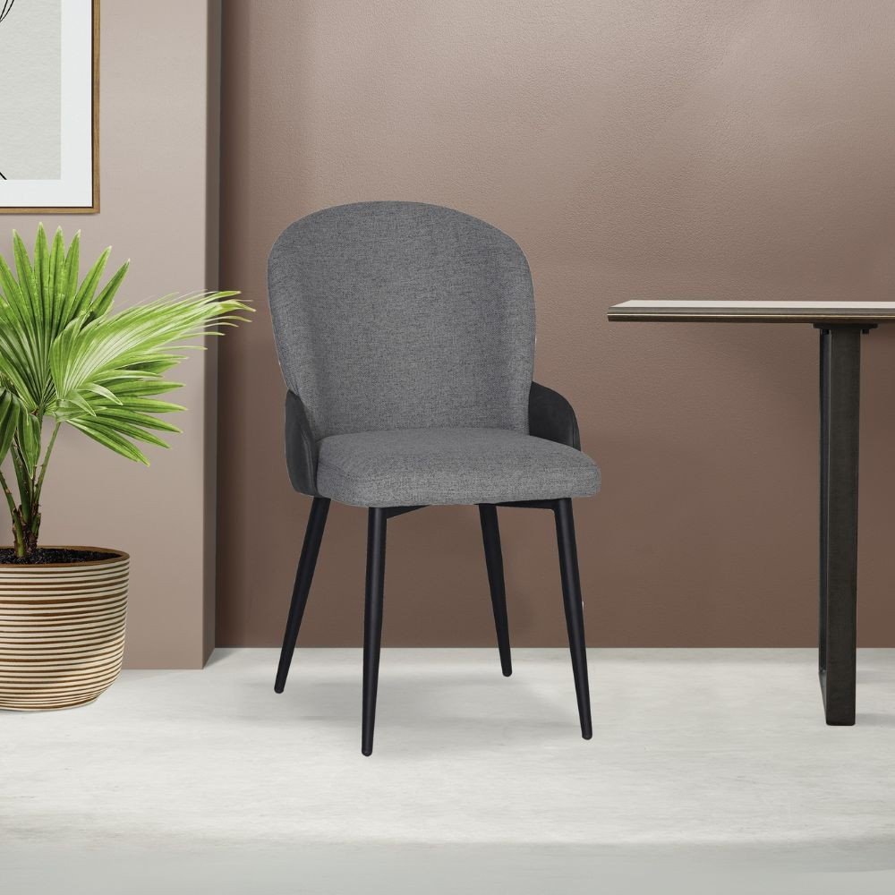 59698.jpg Sedia Simo in tessuto Nordic 16 grigio chiaro con dettaglio posteriore in nabuk Uras 10 antracite e gambe nere set 2 pezzi - immagine 1
