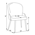Sedia Simo in tessuto Nordic 16 grigio chiaro con dettaglio posteriore in nabuk Uras 10 antracite e gambe nere set 2 pezzi - immagine 4
