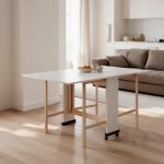 Tavolo salvaspazio Trio pieghevole 140x90x78 cm colore bianco frassinato - immagine 2