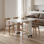 Tavolo salvaspazio Trio pieghevole 140x90x78 cm colore bianco frassinato - immagine 3