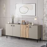 Madia Mila con 3 ante cashmere e 1 anta rovere con maniglie e piedini neri - immagine 2