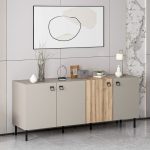 Madia Mila con 3 ante cashmere e 1 anta rovere con maniglie e piedini neri - immagine 3