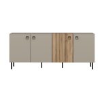 Madia Mila con 3 ante cashmere e 1 anta rovere con maniglie e piedini neri - immagine 5