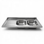 Lavello da appoggio SA46 due vasche con gocciolatoio sinistro 120x60cm. inox