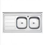 Lavello da appoggio SA46 due vasche con gocciolatoio sinistro 120x60cm. inox - immagine 2