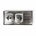 Lavello da appoggio SA46 due vasche con gocciolatoio sinistro 120x60cm. inox - immagine 7