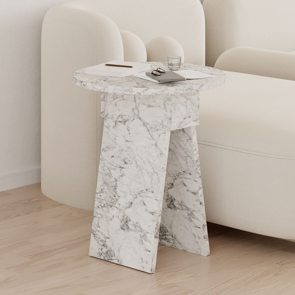 61649.jpg Tavolino da salotto Chen H 50x42x23.4 cm. colore carrara effetto marmo - immagine 1