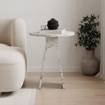 Tavolino da salotto Chen H 50x42x23.4 cm. colore carrara effetto marmo - immagine 2