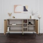 Madia Clara con struttura cashmere 3 ante rovere e nicchie a giorno 142x35,6x83h - immagine 2