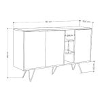 Madia Clara con struttura cashmere 3 ante rovere e nicchie a giorno 142x35,6x83h - immagine 4