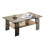 Tavolino Crystal in vetro temperato colore nero fumè 100x60x39 cm. - immagine 2