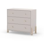 Cassettiera Enola in legno massiccio con 3 cassetti beige e gambe pino - immagine 4